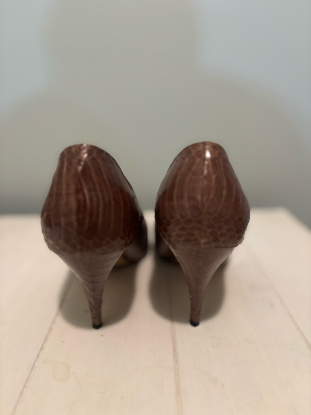 Vintage Felipe Genuine Snakeskin Pumps 8 AA Brown Heels Original Box. - Picture 10 of 16